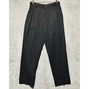 Tommy Bahama Resort Wear Black Pleated Front 100% Silk Pants 36x31 Relax Line